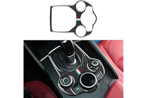 OYDDL Auto Cambio Sticker Fibra di Carbonio Decalcomanie Centro Console Copertura Trim Compatibile con Alfa Romeo Giulia Stelvio 2016 2017 2018 2019 Accessori