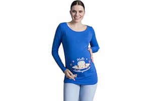 M.M.C. Hallo Lieblingsmensch - Camiseta Divertido Estampada de Manga Larga Premamá para Mujer Embarazo Lactancia T-Shirt