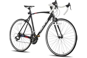 Hiland 700C Road Bike 14 Speed Lightweight Aluminium Frame for men women youth Racing Bike Black/White 50/55/60cm frame height