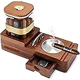 SEMKONT Wooden Cigar Humidor Set - Ashtray, Cutter Holder, Drawer and Cigar Accessories for Home and Office