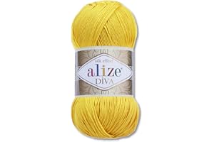 Frida's Wollhaus Alize Diva Laine pour tricot, crochet en microfibre 100 g - 64 couleurs (110 - Jaune)