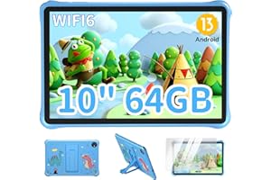 Blackview Tab 30 Kids Tablette Enfants 10 Pouces WiFi 6, Android 13 6GO + 64GO/TF 2TO Contrôle Parental, Tablette Tactile GMS Certified/Widevine L1/8MP+5MP/5100mAh, Tablette Educative pour Enfant-Bleu