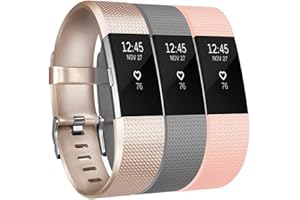 Yandu Replacement for Fitbit Charge 2 Strap (3 Pack), Watchbands Soft Comfortable Accessory Straps for Fitbit Charge 2