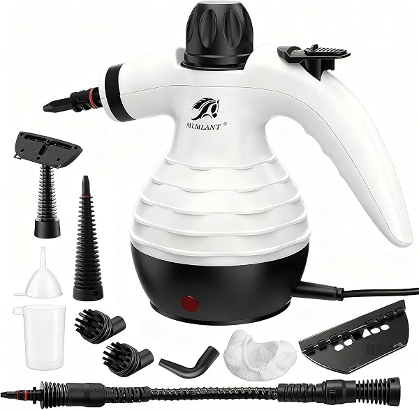 MLMLANT Dampfreiniger, Multifunktionaler Tragbarer Dampfreiniger mit Sicherheitsverriegelung und 10-teiligem Zubehörset, geeignet für Teppiche, Sofas, Polstermöbel, Matratzen, Autositze, und mehr - 1