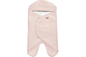 BÉABA, Babynomade Double Polaire, Couverture enveloppante Hiver bébé, Compatible Siège Auto/Pousette/Nacelle/Transat, Douce, Chaude, Déperlante, Respirante,Passage Harnais, Rose Poudrée/Blanc,0-6 Mois