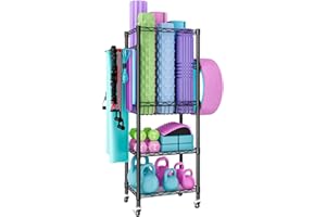 UPTYIA Soporte Mancuernas,Estante de Pesas Multifuncional de 3 Niveles con Ganchos, Soporte para Mancuernas, Almacenamiento Ajustable para Gimnasio en Casa, Organizador de Equipos de Entrenamiento,43*29*120c