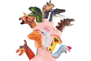 CREEPYPARTY 10 Stück Dinosaurier Fingerpuppen Realistische Dino-Kopffiguren aus Gummi Finger Neuheit Spielzeug Geschenk für Kinder