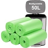 50L Biodegradable Trash Bags 50PCS - Biodegradable Kitchen Trash Bags Heavy Duty Compost Bags for Food and Garden