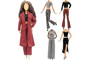 LANCE HOME Ropa para 29cm Muñeca, 5 Conjuntos Abrigo de Pata de Gallo Pantalones Zapatos Sombrero Rompevientos para 29cm Muñecas Accesorios Bebé Regalos