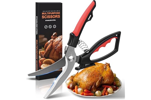 Ciseaux à Volaille, Ciseaux de Cuisine Professionnels, Poignée Antidérapante Robustes Multifonctions Tranchants Acier Inoxydable pour Poulet, Volaille, Poisson, Viande, Légumes