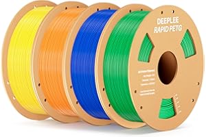 Filamento PETG Rapido DEEPLEE 1.75mm Giallo/Arancione/Blu/Verde 4KG, Alta Resistenza agli Urti, Stampa Fino a 637 mm/s, Compatibile con la Maggior parte delle Stampanti FDM