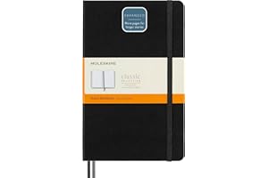 Moleskine Classic Notebook Expanded, Taccuino a Righe, Copertina Rigida e Chiusura ad Elastico, Formato Large 13 x 21 cm, Colore Nero, 400 Pagine