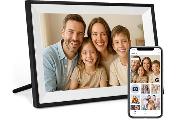 FUNCARE Cadre Photo Numérique WiFi 10,1 Pouces, Mémoire 32 Go, Écran Tactile HD 1280x800 IPS, Partage de Photos Vidéos Via APP, Rotation Automatique, Support Multilingue