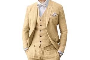 LEADER OF THE BEAUTY Abito da uomo in lino 3 pezzi formale da uomo d'affari blazer pantaloni abito con risvolti a tacca matrimonio testimoni dello sposo abbigliamento per feste