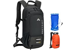 LOCAL LION Hydration Backpack, Waterproof Rucksack with Raincover and Helmet Cover, Lightweight MTB Cycling Bag, Small Hiking Backpack for Biking, Running, Trekking and Skiing