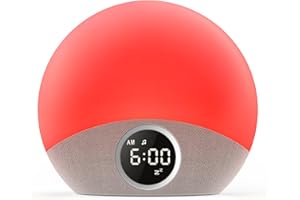 Dreamegg Despertador Luz Amanecer, Máquina de Ruido Blanco con 30 Sonidos, Reloj con 5 Sonidos de Alarma y Luz Nocturna de 8 Colores, Despertador Luz para Adultos y Niños