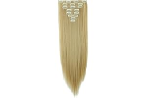 ‎S-NOILITE S-noilite Clip In Extensions Haarverlängerung Glatt 8 Teiliges SET 18 Clips 8Pcs Voller Kopf Wie Echthaar 58cm Aschblond Mix Bleichblond