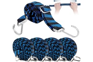 PRZRAO 5 Pezzi Corde Elastiche con Gancio, 2M Ganci Elastico Regolabile, Elastico Piatto con Ganci, Regolabile Corde Elastiche, Cinghie Piatte Elastiche con Ganci per Bicicletta, Tiranti, Trasporto