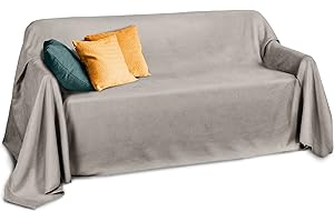 ‎BEAUTISSU Beautissu Tagesdecke 210x280 cm Überwurfdecken für Sofa Romantica Wildleder-Optik Überwurf Bettabdeckung Tagesdecken Bettüberwurf & Sofaüberwurf Decke Sofa Überwurfdecke Bett Tagesdecke Grau Hell