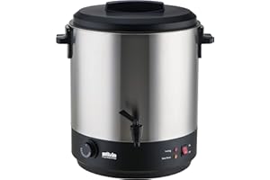 Silva-Homeline PK-HG 300 Inox Heißgetränke-Automat mit Auslaufhahn, Zum Erwärmen, Warmhalten, Einkochen oder als Kochtopf verwendbar, 2500, 30 Liter, Schwarz/Edelstahl