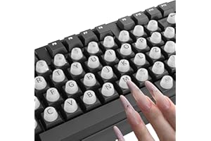 MASIBLOOM Lot de 64 autocollants clavier relief longs ongles, compatibles clavier mécanique filaire sans fil, accessoires bureau (blanc translucide)