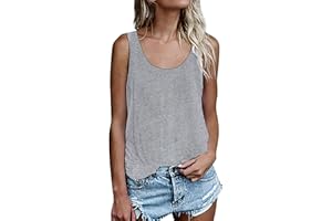 NONSAR Damska koszulka, bez rękawów, na lato, tunika, luźny krój, tank top