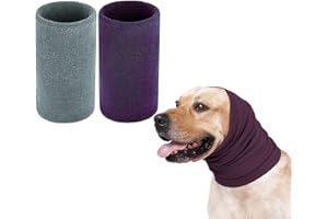 DKDDSSS 2 szt. komin dla psa na ocieplacz szyi i uszu, nauszniki dla zwierząt domowych dla wygody, dzianinowe nakrycie głowy z kapturem, ochrona uszu psa, pomaga uspokoić, przeciwlękowe, pielęgnacja kąpieli, redukcja hałasu (średni)