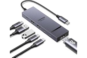 UGREEN Revodok Pro 1062 DisplayPort USB C Hub 10Gbps, Docking Station mit DP 4K@60Hz, USB 3.2 Datenports, PD 100W Schnellladung, Multiport Adapter Kompatibel mit MacBook, iPad Pro, Surface Laptop usw.