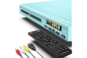 ELECTCOM PRO Lecteurs DVD pour TV avec HDMI, Lecteurs DVD Portable Qui Lisent Toutes Les Régions, Lecteur DVD Simple pour Les Personnes âgées, Lecteur CD pour Chaîne Stéréo, Câble HDMI et RCA Inclus - Bleu Clair
