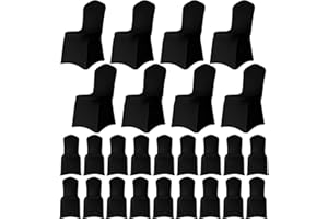 WedDecor Black Spandex Wedding Chair Covers 140GSM Premium Quality Stretchable Fabric Slipcovers for Dining Party, Banquet Decoration, Anniversary, Conferences, Events, 100pcs