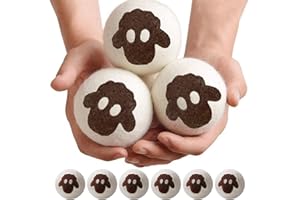EQLEF Trocknerbälle, Wool Dryer Balls XL Größe Weiß Trocknerbälle Daunen für Daunenjacken Woll Trocknerbälle für Trockner und Wäschetrockner Trocknerbälle Schafwolle Trockner Bälle Trocknerkugeln (6 Stück)