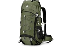 Outplea Mochila de Senderismo 60L Ligera Impermeable, Mochila de Montaña y Trekking Hombre Mujer con cubierta de lluvia, Mochilas de Viaje Grandes Hombre Mujer para Escalada Acampar Turismo