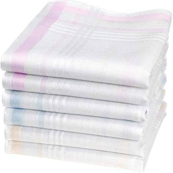 Set Di 12 Fazzoletti Da Naso A Fantasia Rigata Var. D 100% Cotone - Foto 2