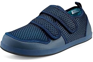 SISTTKE Kapcie dla cukrzyków, dla mężczyzn i kobiet, na zapalenie stawów, obrzęki, regulowane zapięcie, bardzo szerokie zapięcie na rzepy, wygodne buty rehabilitacyjne dla seniorów