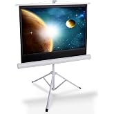 Pyle Projector Screen with Stand, 100 Inches, Foldable and Portable, Matte Fabric, Tripode, Ideal for Indoor and Outdoor Pres