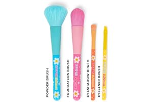 ‎LEGAMI Legami - 4er Set Makeup Pinsel, Oh My Glow! Daisy-Motiv, Beinhaltet Puder-Grundierung-Eyeshadow-Eyeliner Brush, 100% Vegan, Reisegröße