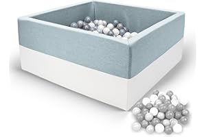 Rainbow Kids - XXL Luxus Bällebad Bällepool Bällebecken Spielbälle Kugelbad Bällchenbad Spielbecken Ball Bällepool (90x90x40 mit 200 Bällen)- Mint-Weiss