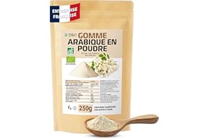 D&O NATURE PRODUCTS DETOX ORGANICA Gomme Arabique - Fibres alimentaire d'acacia Bio 250 g - Poudre gomme arabique naturelle - Végétalien et bien toléré - Poudre de qualité premium