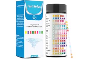 JoyFan 16 in 1 Aquarium Teststreifen, 100 Streifen Aquarium Test Kit zum Testen von PH Nitrit Nitrat Chlor Allgemein Karbonathärte, genaue Salzwasser, Süßwasser Aquarium Wasserprüfung (16 in 1, Weiß)