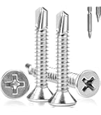 XRXYMQ 120 stuks zelftappende schroeven, M4,2 x 19 mm, zelftappende schroeven, roestvrij staal, 410, zwarte plaatschroeven, zelftappende verzonken kop, boorschroeven, zwart, voor doe-het-zelf werk