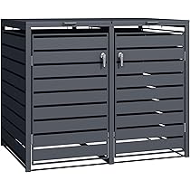 Copribidone Per Spazzatura In Acciaio Inox - Per 4 Bidoni Da 240 Litri - Con Ventilazione E Chiusura Sicura - Foto 12