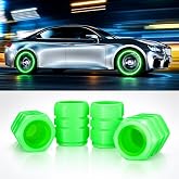 Kyrotech 4 Adet Yeşil Floresan Karanlıkta Parlayan Fosforlu Oto Araba Sibop Kapağı T&uuml;m Ara&ccedil;lara Uyumlu Toz Ge&ccedil;irmez Motorsikl