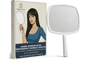 MIRRORVANA Handspegel med handtag, liten sminkspegel och frisörspegel för smink, kosmetika och hårklippning 20 x 28 cm