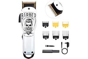 BESTBOMG Tondeuse Cheveux Homme Professionnel, Tondeuse Barbe Homme avec 6 Peigne de Guidage Sans Fil Tondeuse Cheveux Kit avec USB Rechargeable Batterie 2000mAh (Y4)
