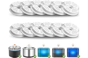 VinDox Filtri Fontanella per Gatti, 12 Pezzi Filtri di Ricambio per Fontana di gatto da LED 2 L, adatto per fontane in acciaio inox 2.5 L