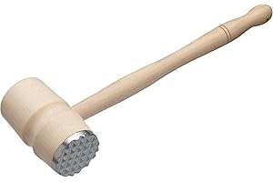 KitchenCraft Meat Tenderiser Hammer, Double Headed Design for Tenderising and Flattening, Beechwood/Metal, 31cm, Beige