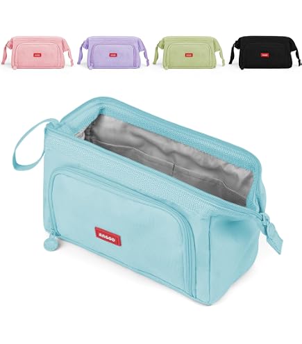 Astuccio portapenne, grande capacità, astuccio portatile per cancelleria, 3 scomparti, organizer da scrivania per adolescenti, regalo o scuola e materiale da ufficio, rosa., Materiale scolastico