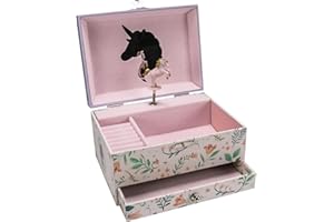 GICO Schmuckkästchen Einhorn für Mädchen Kinderspieluhr mit Musik, drehender Figur und Spiegel Geburtstagsgeschenk Mädchen Schmuckbox Kinder - 92067