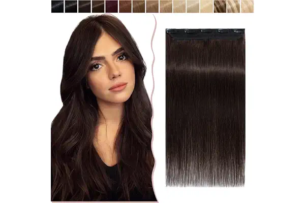 16"(40cm) SEGO Extensiones de Clip de Pelo Natural [#2 Marrón Oscuro] Una Pieza con 5 Clips Cabello Humano Remy Postizos Pelucas Lisas One Piece Human Hair (45g)