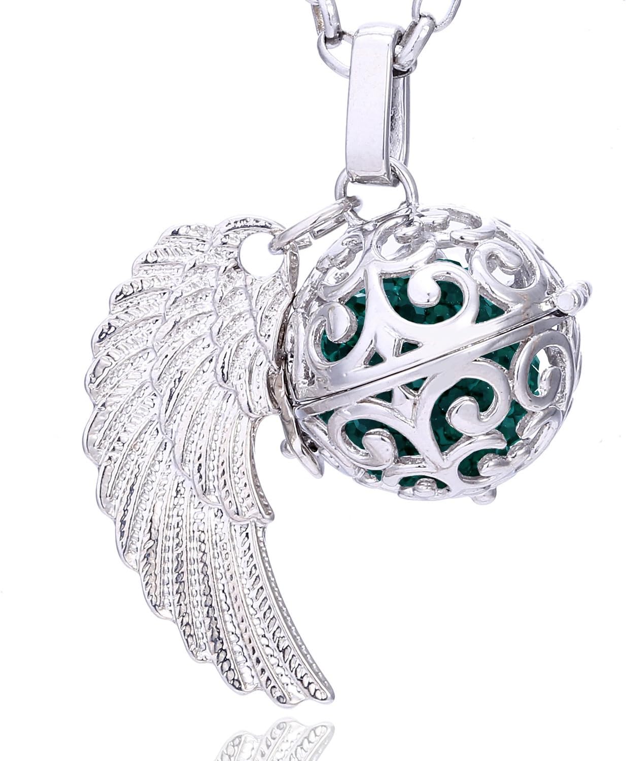 Morella Women Necklace Stainless Steel 70 cm 27,5" with Ornament with Angel Wing Pendant for Sound Balls Ø 16 mm 0,63…